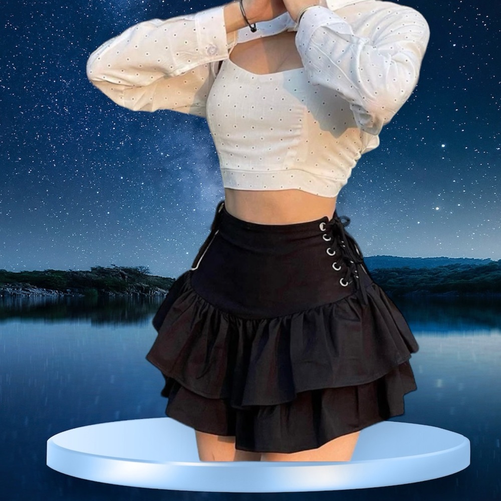 High waist gothic mini skirt